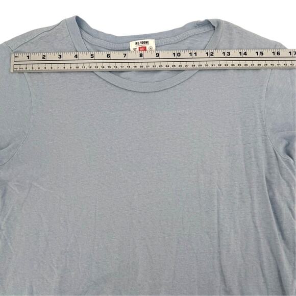 RE/DONE Hanes Women's T-Shirt Cropped Crew Neck Short Sleeve Baby Blue Size M - Picture 7 of 9